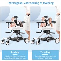 Dubbele Kinderwagen met Parasol &ndash; Lichtgewicht &ndash; Opvouwbaar &ndash; Aluminium Frame &ndash; Met Rem &amp; Demping - Voor 6 Maanden tot 4 Jaar