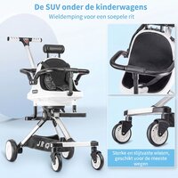 Dubbele Kinderwagen met Parasol &ndash; Lichtgewicht &ndash; Opvouwbaar &ndash; Aluminium Frame &ndash; Met Rem &amp; Demping - Voor 6 Maanden tot 4 Jaar