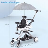 Dubbele Kinderwagen met Parasol &ndash; Lichtgewicht &ndash; Opvouwbaar &ndash; Aluminium Frame &ndash; Met Rem &amp; Demping - Voor 6 Maanden tot 4 Jaar