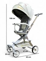 Kinderwagen Kxiaohe  K3 Buggy - Luxe, Lichtgewicht &amp; Inklapbare voor 0-3 Jaar Wit grijs