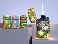 Jet Flame turbo aanstekers  - wind aansteker - 4 stuks - Flamingo print branders