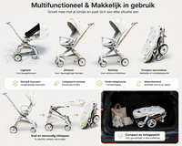 Kinderwagen Kxiaohe  K3 Buggy - Luxe, Lichtgewicht &amp; Inklapbare voor 0-3 Jaar Wit grijs
