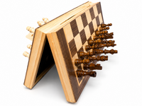 Wooden Chess Checkers set -  Luxe Magnetische 2-in-1 Schaak- en Dambord - Eikenhout - inklapbaar schaakbord