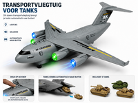 DIDAI Transport vliegtuig met 3 tanks - licht - geluiden - rijden 36CM