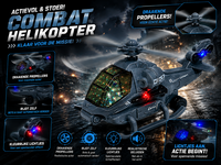 SWAT CHOPPER - gevechtshelikopter met draaiende propellers en rijdt - geluid en licht 