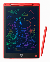 LCD Writing Board 8.5 Inch &ndash; Digital Drawing Board for Children with Stylus and incl. Battery - Reusable Drawing Tablet - Red