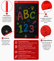 LCD Schrijfbord 10 Inch &ndash; Digitaal Tekenbord voor Kinderen met Stylus - incl. batterij - Herbruikbare Tekentablet - Rood