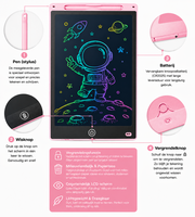 LCD Schrijfbord 12 Inch &ndash; Digitaal Tekenbord voor Kinderen met Stylus en incl. batterij - Tekentablet - Roze
