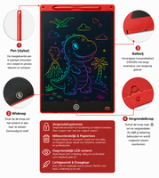 LCD Schrijfbord 12 Inch &ndash; Digitaal Tekenbord voor Kinderen met Stylus en incl. batterij - Tekentablet - Rood