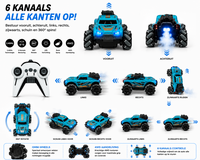 RC Stunt Spray Auto 6 Kanaals 4WD &ndash; Drift, Zijwaarts Rijden, LED Verlichting &amp; Mist Effect