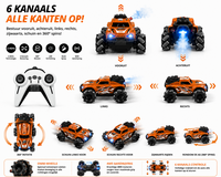 RC Stunt Spray Auto 6 Kanaals 4WD &ndash; Drift, Zijwaarts Rijden - LED Verlichting &amp; Mist Effect