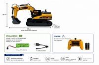 RC Excavator Die-Cast - Afstand bestuurbaar Graafmachine - 9CH - 2.4GHZ - 40CM