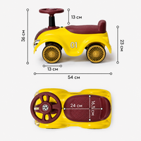 Classic Luxury Retro Car - Loopauto 55CM - Geel - muziek &amp; lichtjes