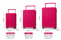 Bubule - Kofferset Donker roze - Harde koffer  - 3-delig - TSA Slot - Brede Handgreep