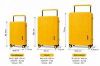 Bubule harde koffers Oranje - set 3 stuks - TSA Slot - brede handgreep - Hardcase 