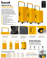 Bubule harde koffers Oranje - set 3 stuks - TSA Slot - brede handgreep - Hardcase 