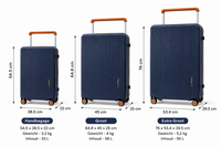 Bubule Hardcase suitcase set steel blue - 3 pieces - TSA lock - wide handle