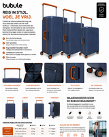 Bubule Hardcase suitcase set steel blue - 3 pieces - TSA lock - wide handle