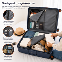 Bubule Hardcase suitcase set steel blue - 3 pieces - TSA lock - wide handle