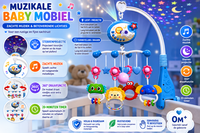 IBI-IRN Muzikale Baby Mobiel met Projector, Muziek &amp; 360&deg; Rotatie en Timer