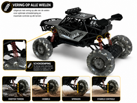 MAX DRIVE RC Monstertruck 1/8 XXL met 360&deg; Drift, Rookfunctie, LED - 2.4GHZ - Omni Wielen