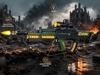 Assault Sound Rifle - met 3D licht en geluid - tril effect - bewegende kogelriem - 60CM
