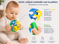 Oball Baby &ndash; Zachte Siliconen Gripbal met Rammelgeluid &ndash; Rammelaar