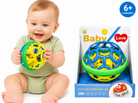 Oball Baby &ndash; Zachte Siliconen Gripbal met Rammelgeluid &ndash; Rammelaar