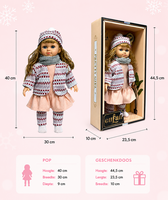 Cufan Knuffelpop 40 cm - Zacht Lijfje &amp; Winterkleding &ndash; Vinyl Pop met Acryl Ogen
