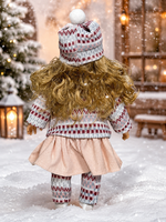 Cufan Knuffelpop 40 cm - Zacht Lijfje &amp; Winterkleding &ndash; Vinyl Pop met Acryl Ogen