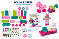 Speelgoed Bouwblokken met Rugtasje &ndash; Inclusief Voorbeeldenboekje &amp; Stickers &ndash; Bouwset voor Kinderen
