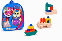 Silicone Building Blocks in Backpack &ndash; 38 Pieces &ndash; Soft Flexible Blocks for Toddlers