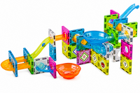 Magnetische Knikkerbaan Dino 76-delig &ndash; Bouwset voor Kinderen met Dinosaurussen, Ballen &amp; Transparante Magnetische Bouwstenen