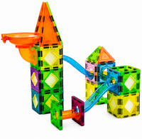 Magnetische Knikkerbaan Dino 76-delig &ndash; Bouwset voor Kinderen met Dinosaurussen, Ballen &amp; Transparante Magnetische Bouwstenen