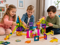 Magnetic - Magnetische stenen Knikkerbaan 107-delig &ndash; Creatieve Bouwset voor Kinderen