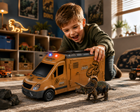 Dinosaur Truck - Frictie Transport voertuig - Licht en geluid - incl. dinosaurus figuur - vrachtwagen