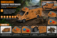 Dinosaur Truck - Frictie Transport voertuig - Licht en geluid - incl. dinosaurus figuur - vrachtwagen