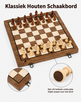 Luxe Magnetische Schaak- en Dambord - 39cm Inklapbare 2-in-1 Houten schaak Set