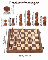 Luxe Magnetische Schaak- en Dambord - 39cm Inklapbare 2-in-1 Houten schaak Set