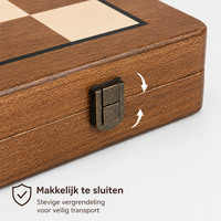 Luxe Magnetische Schaak- en Dambord - 39cm Inklapbare 2-in-1 Houten schaak Set