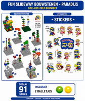Fun Slideway Paradise - Bouwstenen speelgoed set - 91 Stuks - bouwblokken knikkerbaan
