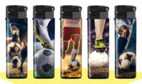 Aanstekers 50 Stuks in Tray &ndash; Navulbaar &ndash; Zachte Vlam &ndash; Verstelbare Vlam &ndash; Voetbal print