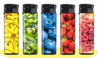 Klik Aanstekers - Fruit Design&ndash;  50 Stuks in Tray - Navulbaar &ndash; Zachte Verstelbare Vlam