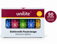 Krachtige Turbo Aanstekers 50 stuks in tray - Magic Greens Cannabis print Unilite&reg;