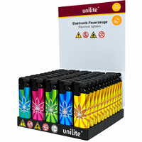 Krachtige Turbo Aanstekers 50 stuks in tray - Magic Greens Cannabis print Unilite&reg;