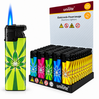 Powerful Turbo Lighters 50 pieces in tray - Magic Greens Cannabis print Unilite&reg;