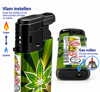 Krachtige Turbo Aanstekers 50 stuks in tray - Magic Greens Cannabis print Unilite&reg;