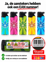 Krachtige Turbo Aanstekers 50 stuks in tray - Magic Greens Cannabis print Unilite&reg;