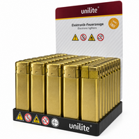Unilite&reg; Blanco Bedrukbare Aanstekers &ndash; Goud &ndash; 50 Stuks in Tray