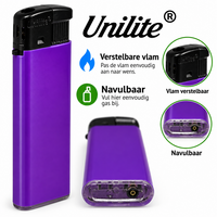 Unilite&reg; NC Lila paars Blanco Bedrukbare Aanstekers &ndash; Zacht vlam - 50 stuks